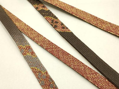 平和屋本店●和装小物　帯締め・帯揚げセット　高麗組 綾出し　斜縞　金糸　金彩　正絹　逸品　未使用　AABL9447ay