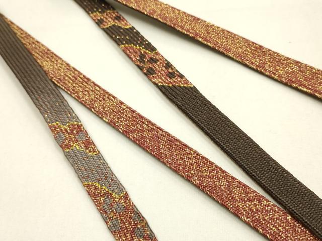 平和屋本店●和装小物　帯締め・帯揚げセット　高麗組 綾出し　斜縞　金糸　金彩　正絹　逸品　未使用　AABL9447ay