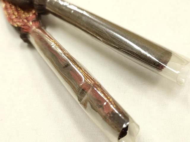平和屋本店●和装小物　帯締め・帯揚げセット　高麗組 綾出し　斜縞　金糸　金彩　正絹　逸品　未使用　AABL9447ay