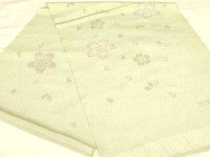 平和屋本店▼和装小物　帯揚げ　舞花文　金糸　正絹　逸品　AABL9452ay