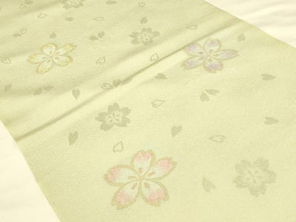 平和屋本店▼和装小物　帯揚げ　舞花文　金糸　正絹　逸品　AABL9452ay