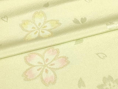 平和屋本店▼和装小物　帯揚げ　舞花文　金糸　正絹　逸品　AABL9452ay