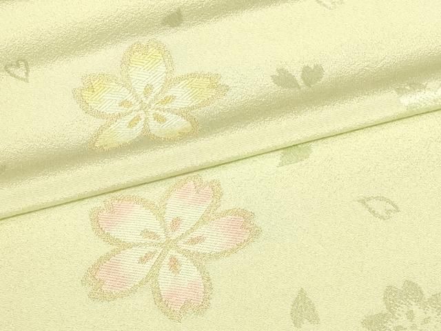 平和屋本店▼和装小物　帯揚げ　舞花文　金糸　正絹　逸品　AABL9452ay