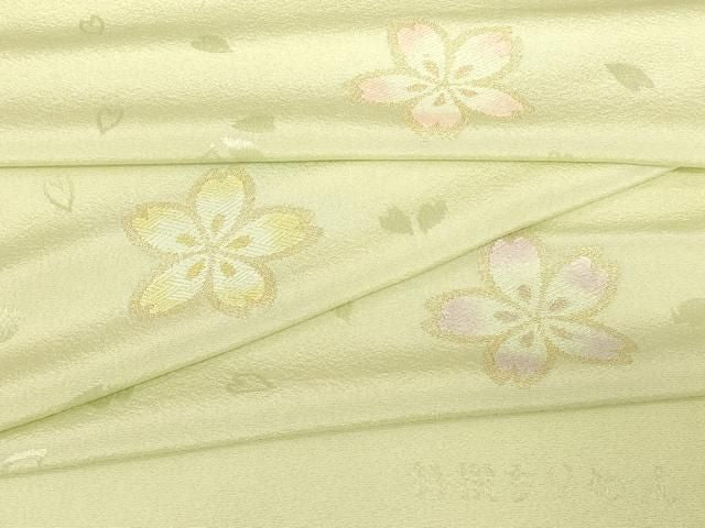平和屋本店▼和装小物　帯揚げ　舞花文　金糸　正絹　逸品　AABL9452ay