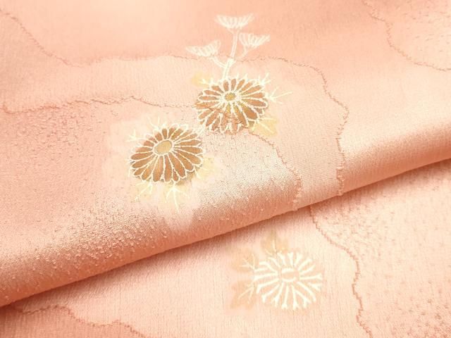 平和屋本店●和装小物　帯締め・帯揚げセット　双笹浪組　道長草花文　金糸　金彩　暈し染め　正絹　逸品　未使用　AABL9477ay