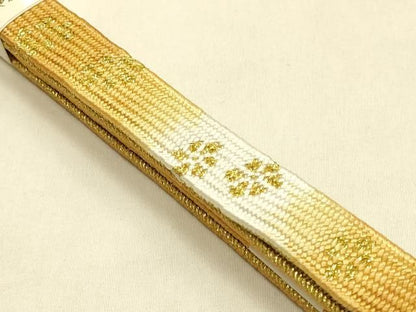 平和屋本店●和装小物　帯締め・帯揚げセット　高麗組 綾出し　舞花文　金糸　金銀彩　暈し染め　正絹　逸品　未使用　AABL9479ay