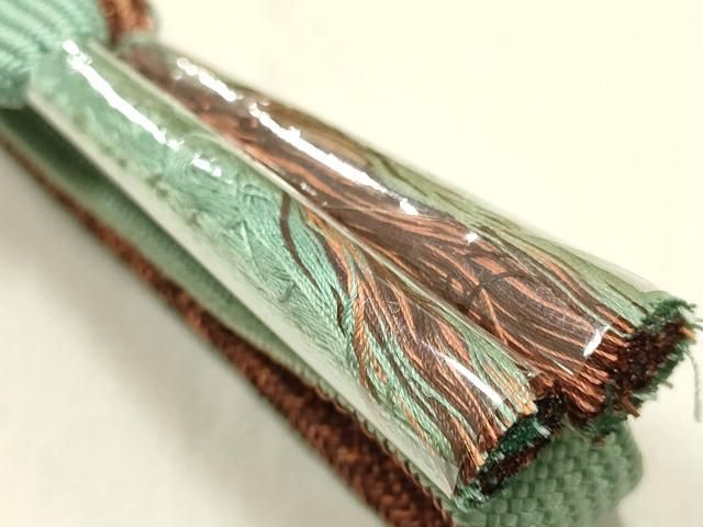 平和屋本店●和装小物　帯締め・帯揚げセット　短冊花文　金糸　金彩　暈し染め　正絹　逸品　未使用　AABL9480ay