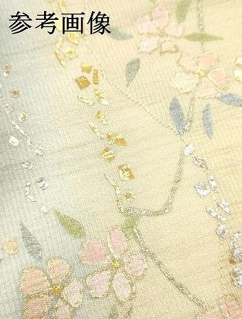 平和屋本店●和装小物　帯締め・帯揚げセット　高麗組　風景花文　金糸　金銀彩　暈し染め　正絹　逸品　未使用　AABL9482ay