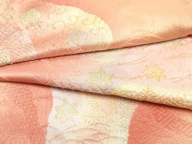 平和屋本店●和装小物　帯締め・帯揚げセット　高麗組　吉祥文　金糸　金彩　暈し染め　正絹　逸品　未使用　AABL9484ay