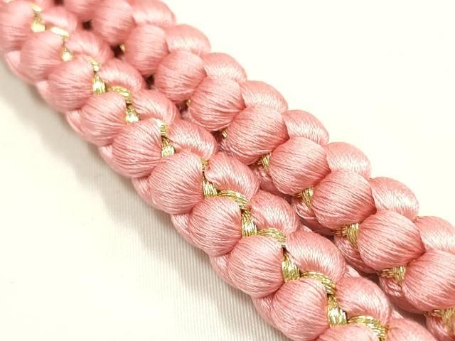 平和屋本店●和装小物　帯締め・帯揚げセット　丸組　柄絞り　松　金糸　正絹　逸品　未使用　AABL9511ay