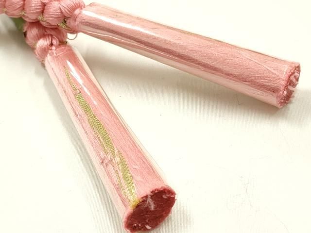 平和屋本店●和装小物　帯締め・帯揚げセット　丸組　柄絞り　松　金糸　正絹　逸品　未使用　AABL9511ay