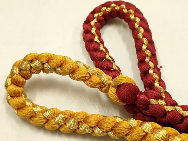 平和屋本店●和装小物　帯締め・帯揚げセット　丸組　柄絞り　枝梅　金糸　金彩　暈し　正絹　逸品　未使用　AABL9514ay