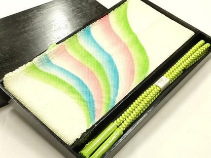 平和屋本店●和装小物　振袖用帯締め・帯揚げセット　総絞り　金糸　撚り房　正絹　逸品　未使用　AABL9515ay