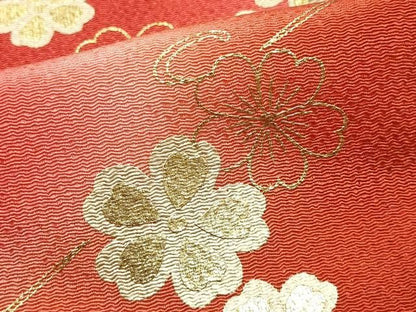 平和屋本店●和装小物　帯締め・帯揚げセット　高麗組 綾出し　流水花文　金糸　金彩　暈し染め　正絹　逸品　未使用　AABL9517ay