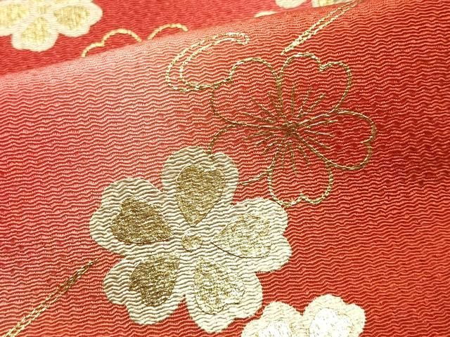 平和屋本店●和装小物　帯締め・帯揚げセット　高麗組 綾出し　流水花文　金糸　金彩　暈し染め　正絹　逸品　未使用　AABL9517ay