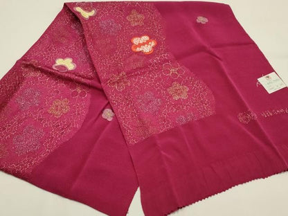 平和屋本店●和装小物　帯締め・帯揚げセット　丸組　刺繍　舞花文　金糸　丹後ちりめん　正絹　逸品　未使用　AABL9518ay
