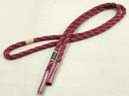 平和屋本店●和装小物　帯締め・帯揚げセット　丸組　刺繍　舞花文　金糸　丹後ちりめん　正絹　逸品　未使用　AABL9518ay