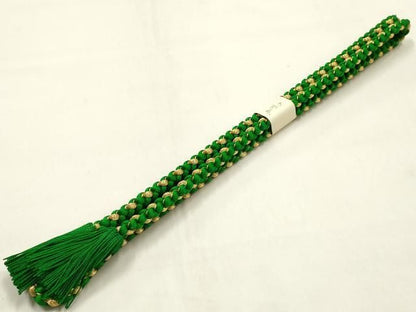 平和屋本店●和装小物　振袖用帯締め・帯揚げセット　柄絞り　蔦草花文　金糸　撚り房　正絹　逸品　未使用　AABL9523ay