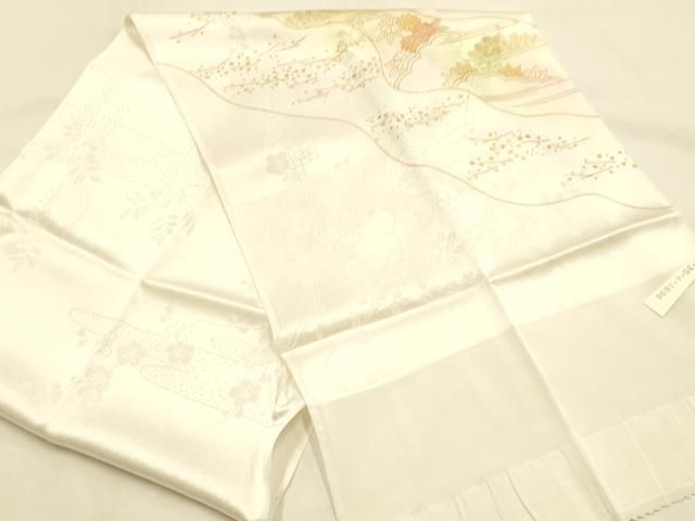 平和屋本店●和装小物　帯締め・帯揚げセット　丸組　吉祥花文　金糸　金彩　暈し染め　正絹　逸品　未使用　AABL9529ay