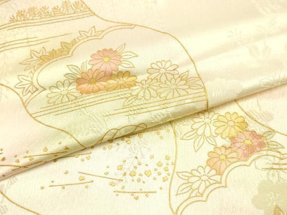 平和屋本店●和装小物　帯締め・帯揚げセット　丸組　吉祥花文　金糸　金彩　暈し染め　正絹　逸品　未使用　AABL9529ay