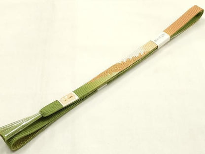 平和屋本店●和装小物　帯締め・帯揚げセット　高麗組 綾出し　雪輪花文　金糸　金彩　暈し染め　正絹　逸品　未使用　AABL9531ay