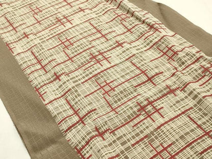 平和屋本店●和装小物　帯締め・帯揚げセット　丸組　格子　丹後ちりめん　正絹　逸品　未使用　AABL9534ay