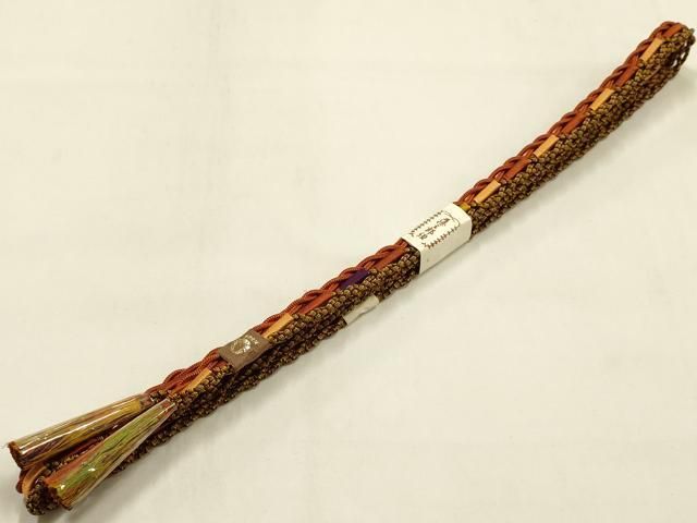 平和屋本店●和装小物　帯締め・帯揚げセット　藤三郎紐　平組　霞花文　金彩　暈し染め　正絹　逸品　未使用　AABL9539ay