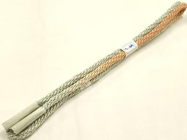 平和屋本店●和装小物　帯締め・帯揚げセット　丸組　草花文　金糸　暈し染め　正絹　逸品　未使用　AABL9540ay