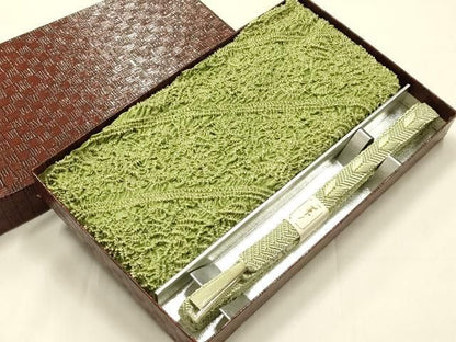平和屋着物●和装小物　帯締め・帯揚げセット　笹浪組　柄絞り　斜縞　花　金糸　暈し　正絹　逸品　未使用　AABL9542ay