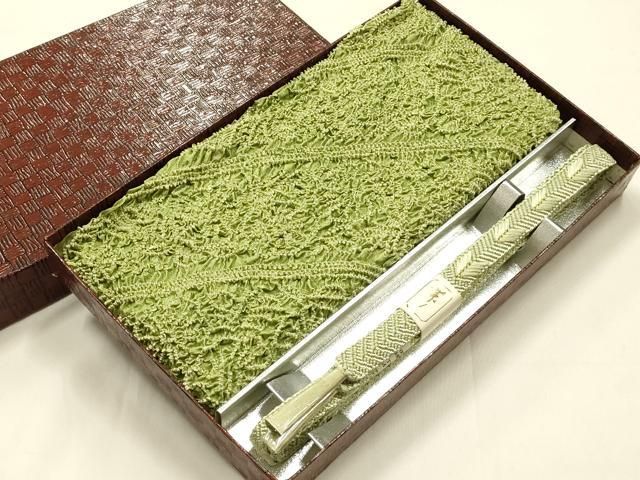 平和屋着物●和装小物　帯締め・帯揚げセット　笹浪組　柄絞り　斜縞　花　金糸　暈し　正絹　逸品　未使用　AABL9542ay