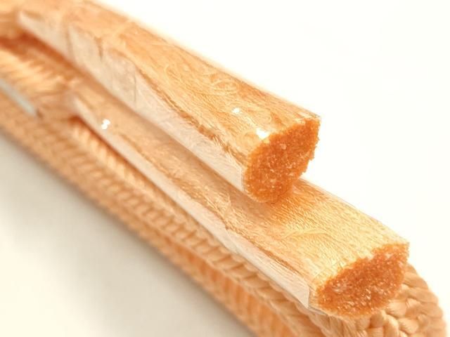平和屋着物●和装小物　帯締め・帯揚げセット　平組　色無地　洒落柿 　正絹　逸品　未使用　AABL9544ay