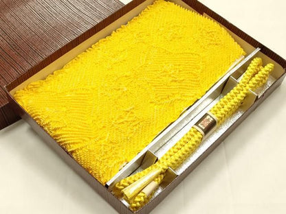 平和屋着物●和装小物　帯締め・帯揚げセット　丸組　柄絞り　花柄　正絹　逸品　未使用　AABL9548ay