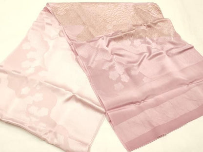 平和屋着物●和装小物　帯締め・帯揚げセット　平組　霞絵皿花文　金糸　金彩　暈し染め　正絹　逸品　未使用　AABL9553ay