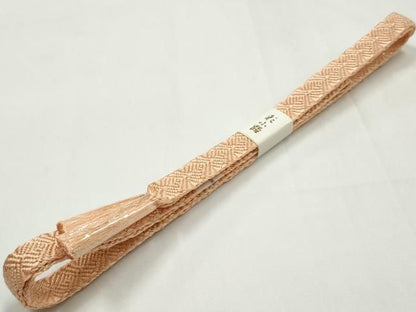 平和屋着物●和装小物　帯締め・帯揚げセット　平組　亀甲繋ぎ　金糸　金彩　金通し地　正絹　逸品　未使用　AABL9556ay
