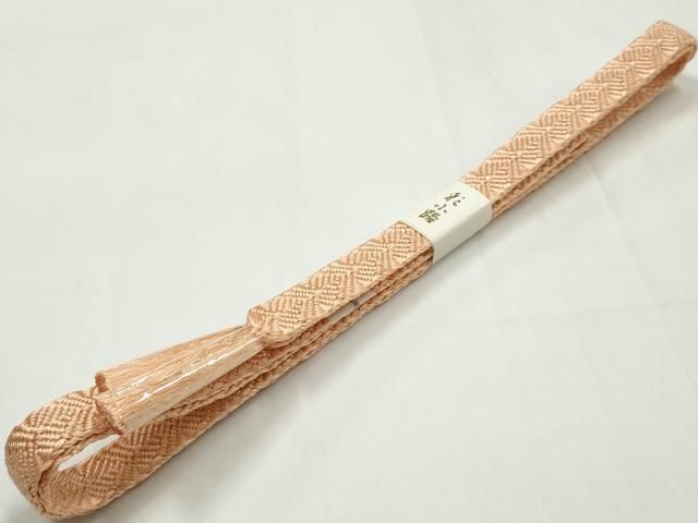 平和屋着物●和装小物　帯締め・帯揚げセット　平組　亀甲繋ぎ　金糸　金彩　金通し地　正絹　逸品　未使用　AABL9556ay