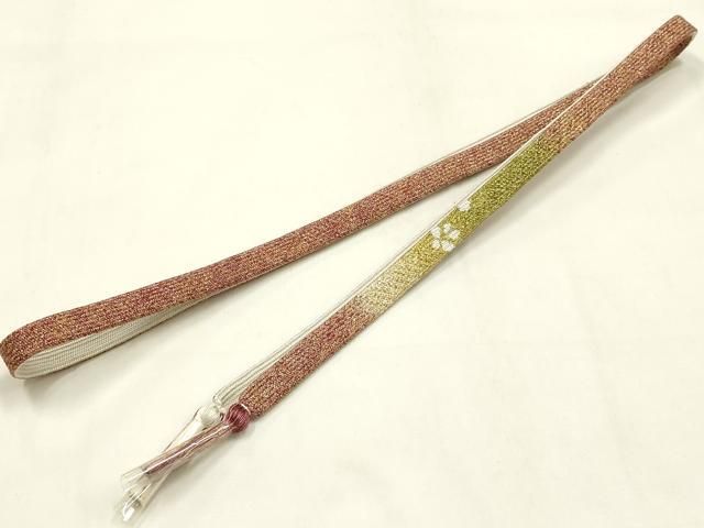 平和屋本店●和装小物　帯締め・帯揚げセット　高麗組　松葉　金糸　暈し染め　正絹　逸品　未使用　AABL9608ay