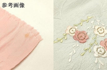 平和屋本店●和装小物　帯締め・帯揚げセット　高麗組 綾出し　刺繍　草花文　金糸　暈し染め　正絹　逸品　未使用　AABL9609ay