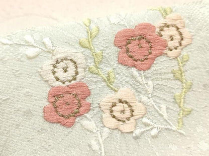平和屋本店●和装小物　帯締め・帯揚げセット　高麗組 綾出し　刺繍　草花文　金糸　暈し染め　正絹　逸品　未使用　AABL9609ay