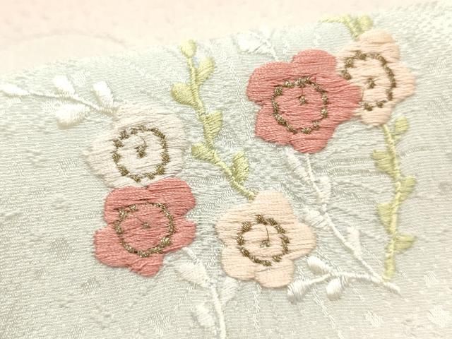 平和屋本店●和装小物　帯締め・帯揚げセット　高麗組 綾出し　刺繍　草花文　金糸　暈し染め　正絹　逸品　未使用　AABL9609ay
