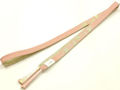 平和屋本店●和装小物　帯締め・帯揚げセット　高麗組 綾出し　刺繍　草花文　金糸　暈し染め　正絹　逸品　未使用　AABL9609ay