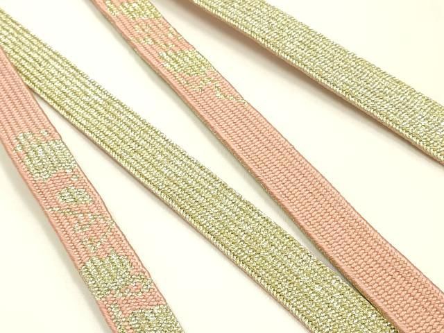 平和屋本店●和装小物　帯締め・帯揚げセット　高麗組 綾出し　刺繍　草花文　金糸　暈し染め　正絹　逸品　未使用　AABL9609ay