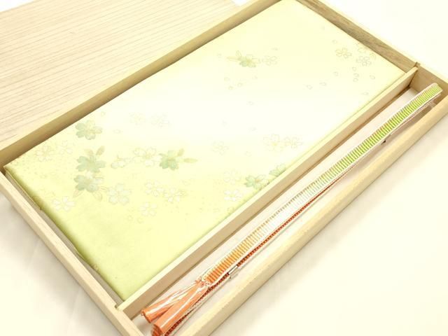 平和屋本店●和装小物　帯締め・帯揚げセット　平組　舞花文　金糸　金彩　暈し染め　正絹　逸品　未使用　AABL9610ay