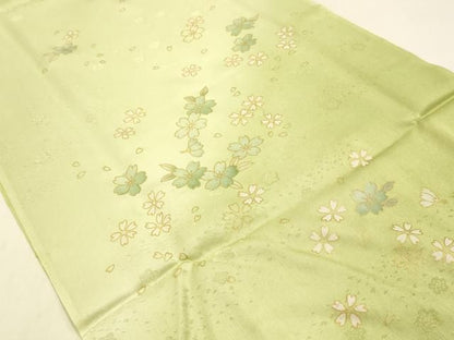 平和屋本店●和装小物　帯締め・帯揚げセット　平組　舞花文　金糸　金彩　暈し染め　正絹　逸品　未使用　AABL9610ay