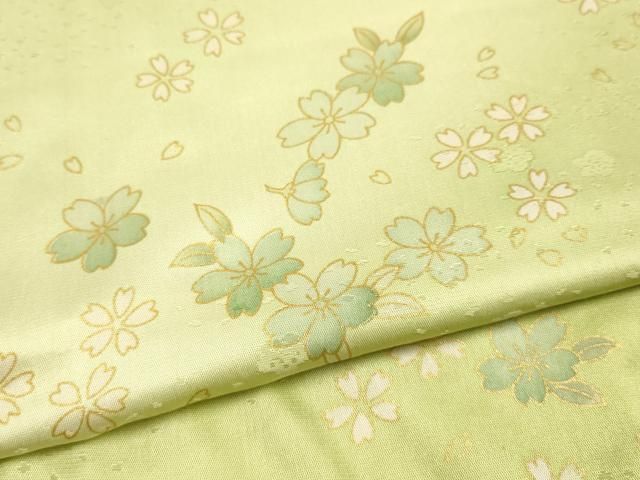平和屋本店●和装小物　帯締め・帯揚げセット　平組　舞花文　金糸　金彩　暈し染め　正絹　逸品　未使用　AABL9610ay
