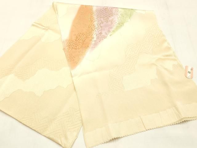 平和屋本店●和装小物　帯締め・帯揚げセット　高麗組　道長吉祥文　三分金糸　金銀彩　正絹　逸品　未使用　AABL9611ay