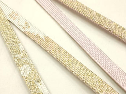 平和屋本店●和装小物　帯締め・帯揚げセット　高麗組　道長吉祥文　三分金糸　金銀彩　正絹　逸品　未使用　AABL9611ay