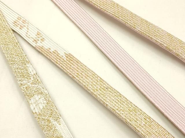 平和屋本店●和装小物　帯締め・帯揚げセット　高麗組　道長吉祥文　三分金糸　金銀彩　正絹　逸品　未使用　AABL9611ay