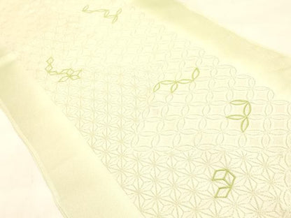 平和屋本店●和装小物　帯締め・帯揚げセット　高麗組　刺繍　七宝文　金糸　正絹　逸品　未使用　AABL9613ay