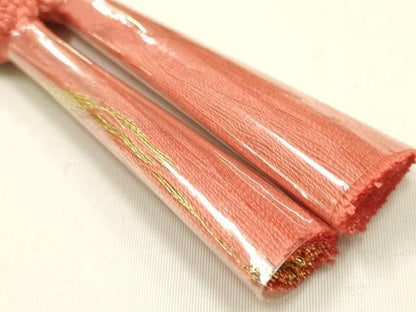 平和屋本店●和装小物　帯締め・帯揚げセット　高麗組　舞蝶花文　梅竹　金糸　金彩　暈し染め　正絹　逸品　未使用　AABL9616ay