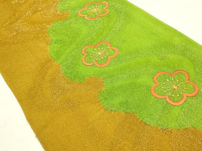 平和屋本店●和装小物　振袖用帯締め・帯揚げセット　絞り　刺繍　花柄　金銀糸　暈し　めいくやまと　正絹　逸品　未使用　AABL9618ay